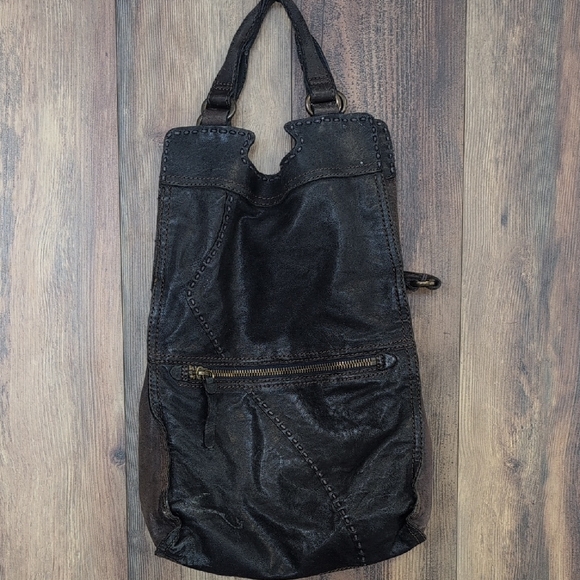 Lucky Brand Handbags - Lucky Brand Navy/Brown Leather Studded Hobo Crossbody Bag Purse    -c155